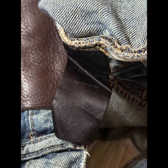 AllSaints Jeans 30W Womens Blue Casey Straight Dirty Denim Patch - Picture 8 of 8